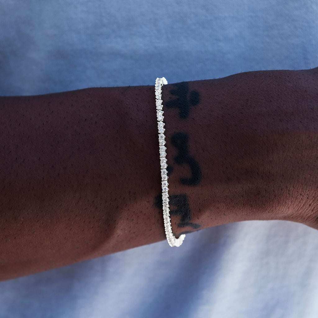 3 Prong Tennis Bracelet in White Gold -2mm